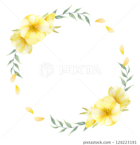 月見草花的圓形花環 128223191