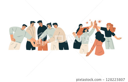 A Joyful Group Celebration Featuring People from Diverse Backgrounds Engaging in Happy Interaction A Joyful Group Celebration Featuring People from Diverse Backgrounds Engaging in Happy Interaction 128223807