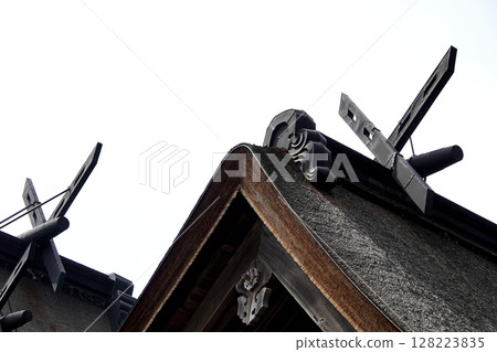 Izumo Taisha Shrine, Sub-shrine, Roof, Gable Decoration (Chigi, Katsuogi) 128223835