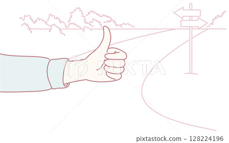 Hitchhiking Adventure Choosing the Right Path Forward Towards Exciting New Destinations 128224196