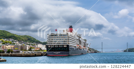 Nagasaki Port Cruise Ship Arrival (Queen Elizabeth) Waterfront Forest Park Panorama [Nagasaki City] 128224447