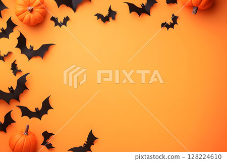 Clean Halloween background with spooky shadows and open space, perfect for design templates, ads, or social posts. 128224610