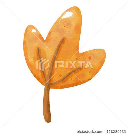 Hello Autumn Watercolor Clipart Set with Leaves, Pumpkin, Coffee, and Scarf 128224683