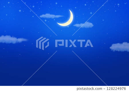 夜空新月和雲彩背景圖 夜空新月和雲彩背景圖 128224976