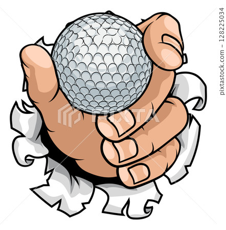 Golf Ball Hand Tearing Background 128225034