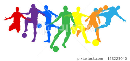 Soccer Football Players Men Silhouettes Concept 128225040