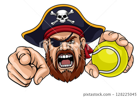Pirate Tennis Ball Sports Team Mascot Man 128225045