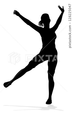 Happy Woman Jumping For Joy Silhouette Person Happy Woman Jumping For Joy Silhouette Person 128225047