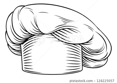 Cook Baker Chef Hat Cap Woodcut Illustration Cook Baker Chef Hat Cap Woodcut Illustration 128225057