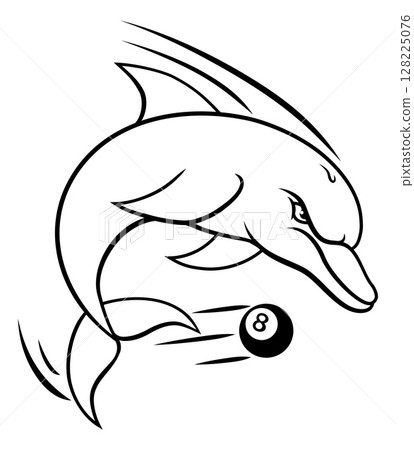 Dolphin Animal Billiards Pool Sports Team Mascot 128225076