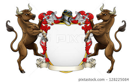 Bull Heraldry Coat of Arms Heraldic Crest Shield 128225084