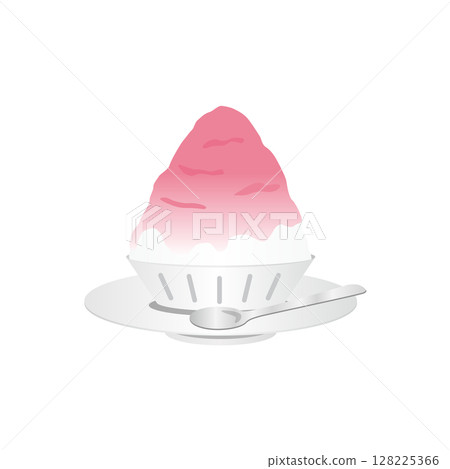 草莓口味刨冰插畫 草莓口味刨冰插畫 128225366