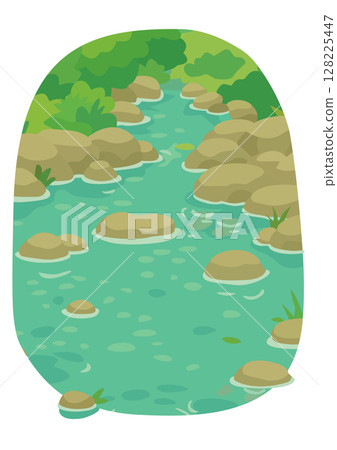 夏日清溪風景,自然潺潺的背景插畫,夏日清溪 夏日清溪風景,自然潺潺的背景插畫,夏日清溪 128225447