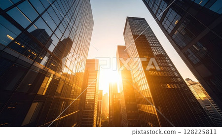 太陽在建築之間升起 128225811