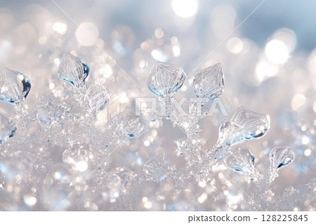 Ice crystals creating beautiful festive winter background 128225845