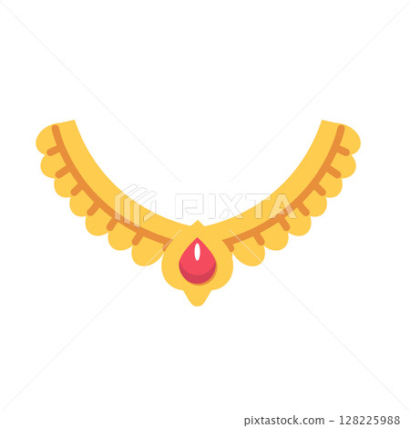 Golden Necklace with Red Gemstone Illustration Golden Necklace with Red Gemstone Illustration 128225988