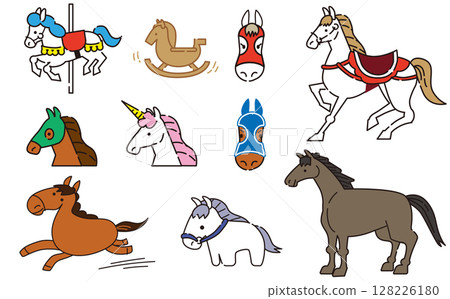 Set of various horse vector illustrations 128226180