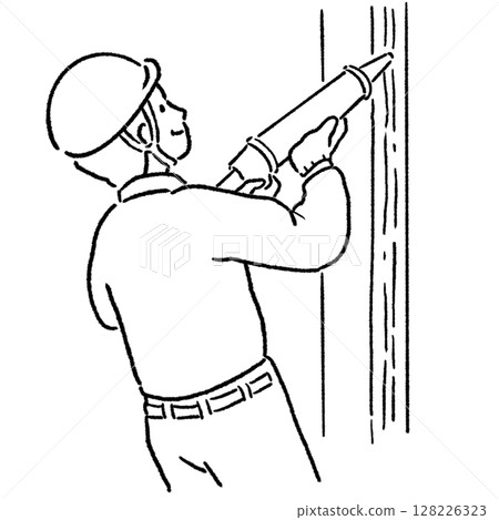 工人使用密封劑_線條圖 工人使用密封劑_線條圖 128226323