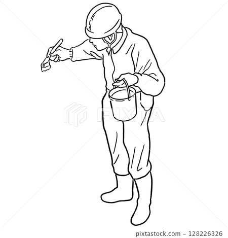Painter painting_Line drawing_Line drawing 128226326