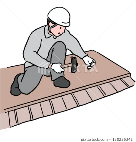 Worker hammering nails_Color Worker hammering nails_Color 128226341
