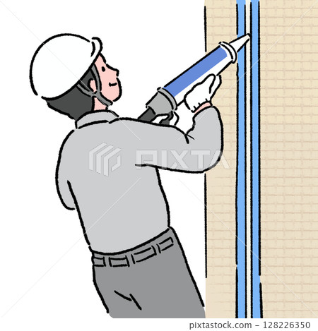 Worker using sealant_Color Worker using sealant_Color 128226350