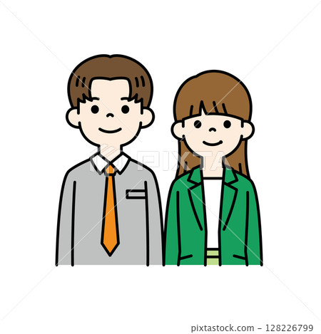 一組年輕男性和女性商務人士的上半身插圖_vector_color 128226799