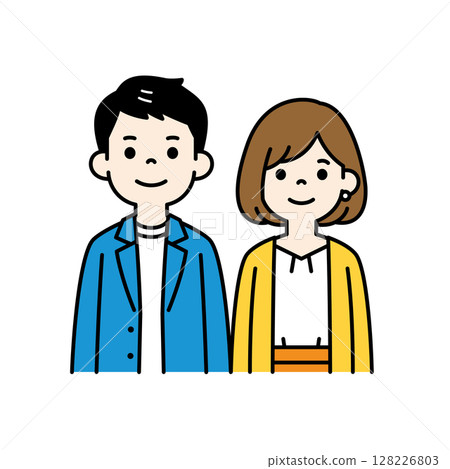 Simple upper body illustration material set of men and women in their 20s and 30s_vector_color 128226803