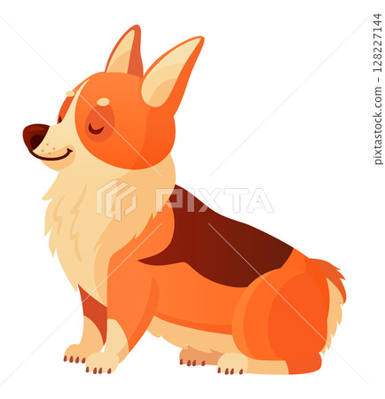 Cartoon illustration of a cute welsh corgi pembroke sitting and smiling, isolated on white background, perfect for pet lovers and animal themes Cartoon illustration of a cute welsh corgi pembroke sitting and smiling, isolated on white background, perfect for pet lovers and animal themes 128227144