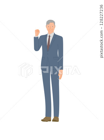 Smiling senior man in a business suit: fist pump 128227236