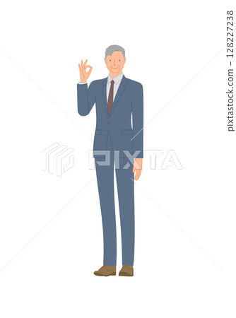 Smiling senior man in a business suit: OK sign 128227238