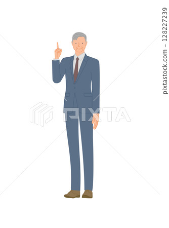 穿著西裝的微笑老人：指著 128227239