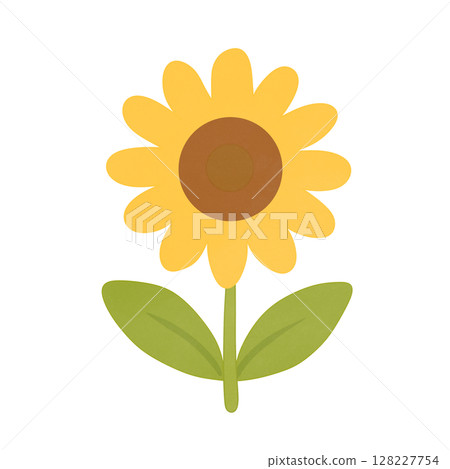 sunflower with green leaves icon, flat style sunflower with green leaves icon, flat style 128227754