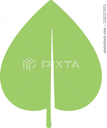 Light green leaf icon with central vein and rounded tip symbolizing nature, growth, and sustainability, ideal for eco friendly projects and environmental initiatives 128227851
