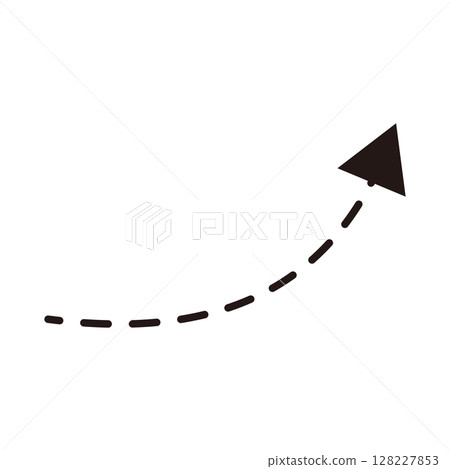 Dotted curved rising arrow 128227853