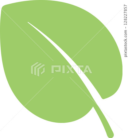 Light green leaf with central vein growing on white background, simple vector illustration of nature and growth, ideal for eco friendly and sustainable projects 128227857