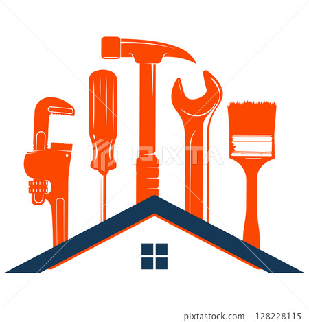Repair tool and roof of the house 128228115