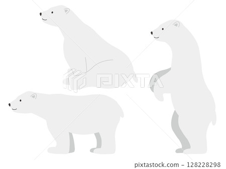Set of illustrations of polar bears looking sideways 128228298