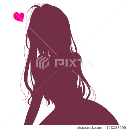 Sexy woman with long hair Heart symbol Sexy woman with long hair Heart symbol 128228906