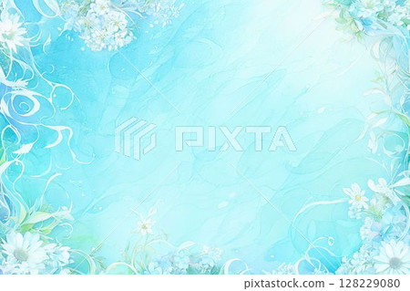 薄荷藍色柔和水彩圖案 128229080