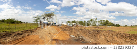 Concrete construction site lorry vehicle landscapes building Ongata Rongai Kenya East Africa 128229327