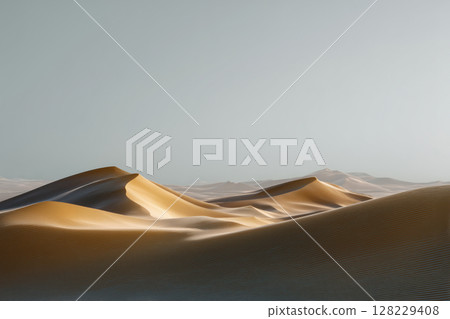 sand dunes, desert landscape under dim sky, possibly extraterrestrial 128229408