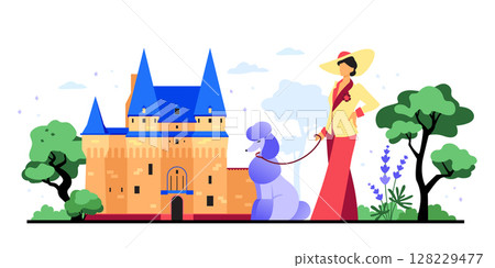 Travel to France - colorful flat design style illustration 128229477