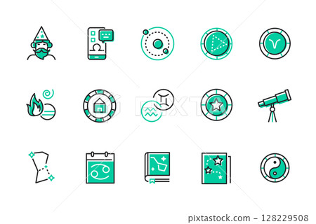 Astrology - set of line design style icons 128229508