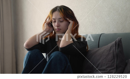 Mental breakdown photo, Desperate woman picture, Silent suffering, Overthinking concept image, Internal suffering, Anxious mind visual, Teen stress awareness, Emotional overload, Woman holding head in 128229520