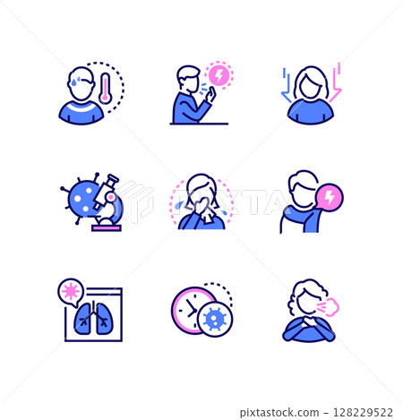 Coronavirus disease - line design style icons set 128229522