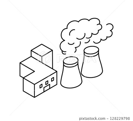 Simple nuclear power plant isometric illustration vector Simple nuclear power plant isometric illustration vector 128229798