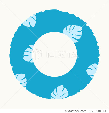Blue swimming ring with tropical pattern. Isolated element for design. Summer, vacation, rest concept. 128230161
