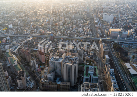 Osaka Cityscape: Evening view of downtown Osaka 128230205