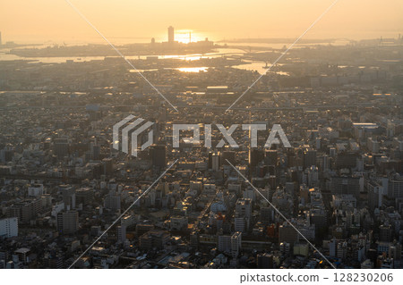 Osaka Cityscape: Evening view of downtown Osaka 128230206