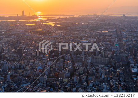 大阪城市景觀：大阪市中心的夜景 128230217